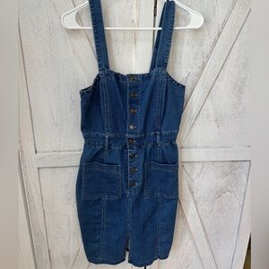 Mebon Denim Overall Mini Dress Women’s Size Large Blue